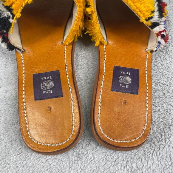 RES IPSA Rug Sandal Womens Slide Sz 8 Yellow Moroccan Comfort Casual Slip On - Picture 12 of 15